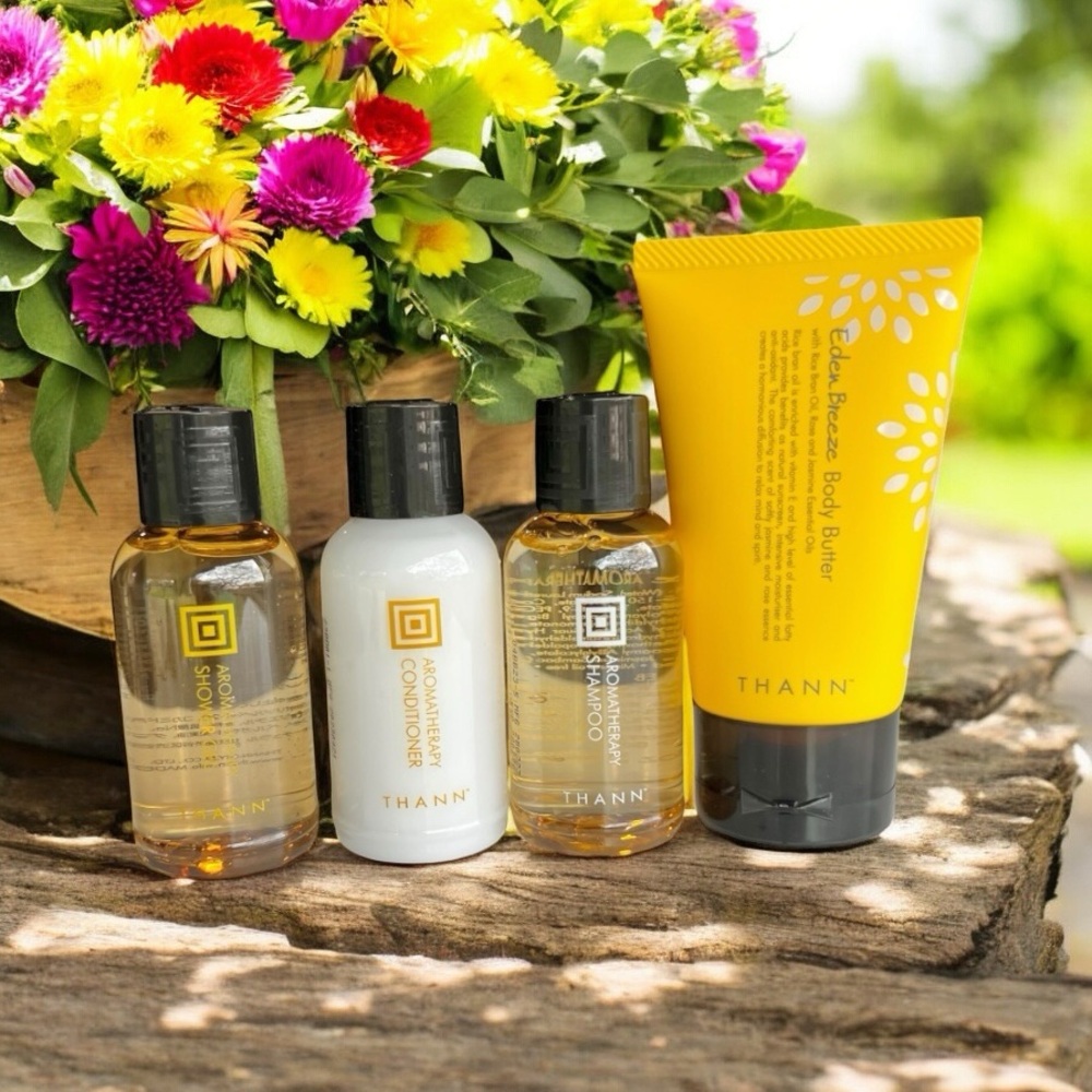 THANN Travel Size Shampoo Conditioner Shower Gel Lotion 4 Piece Set Of 2 NEW